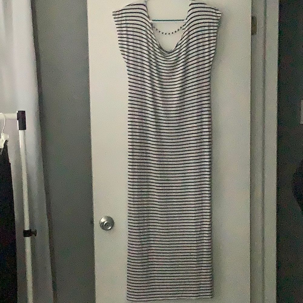 Victoria’s Secret, Maxi, deep V back, high leg slit